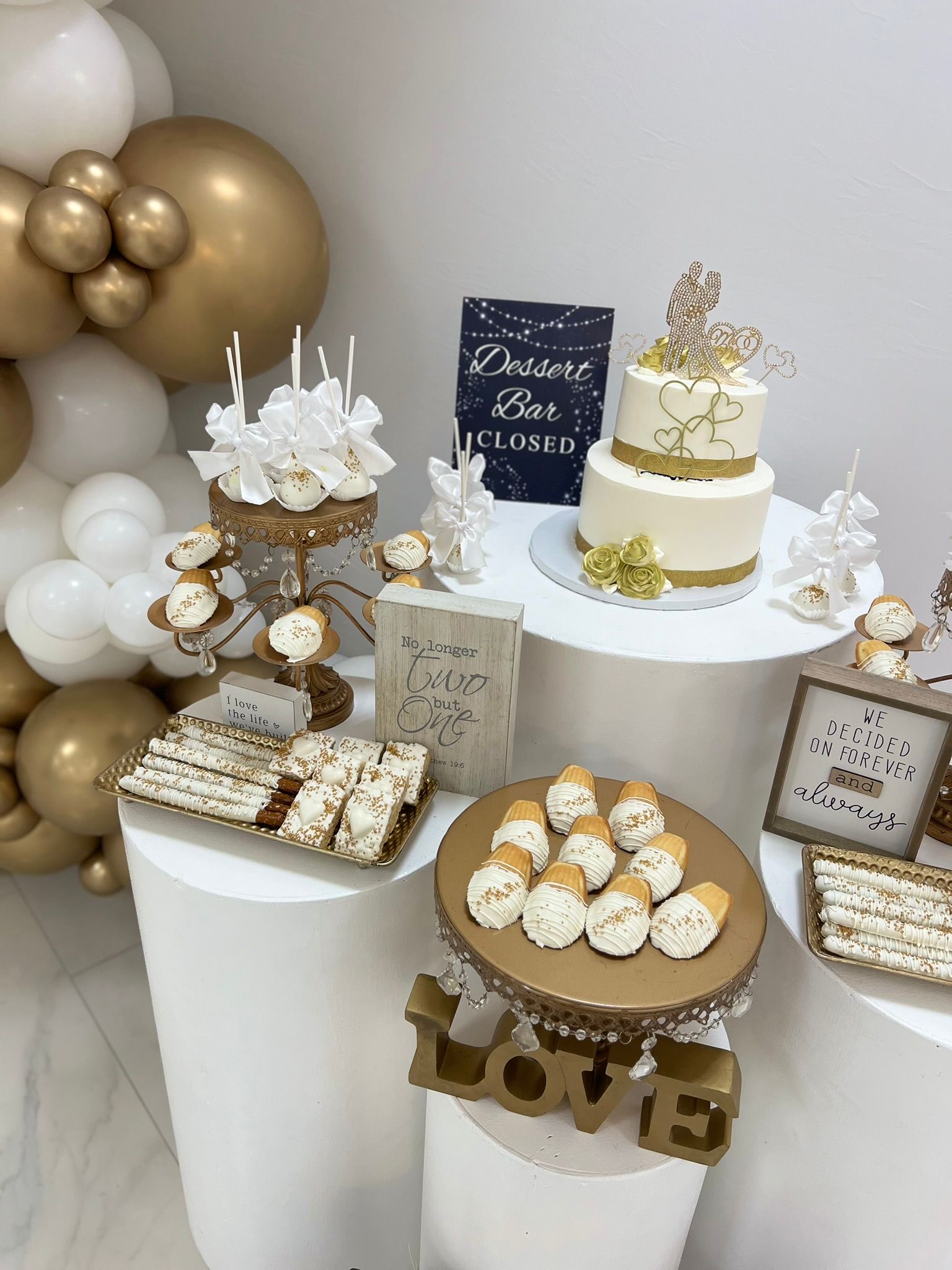 Gold dessert table